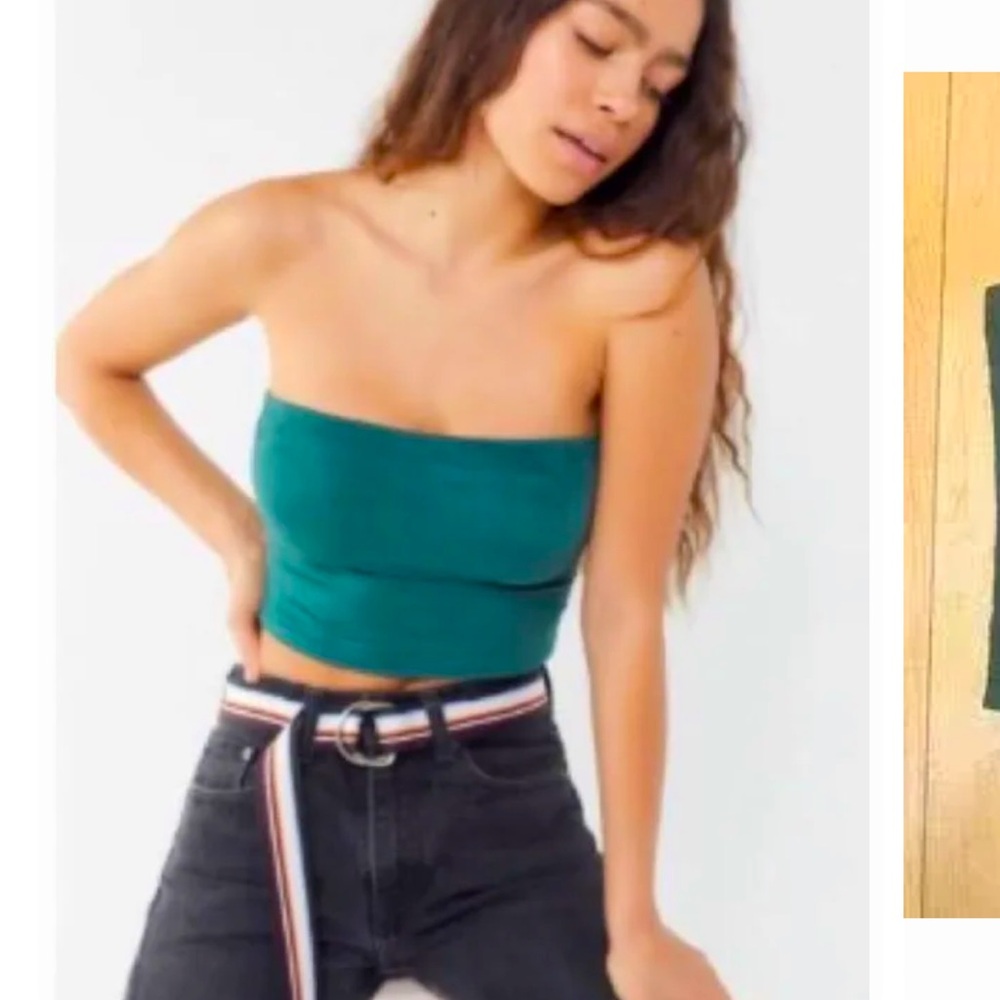 Urban outfitters green faux suede tube top